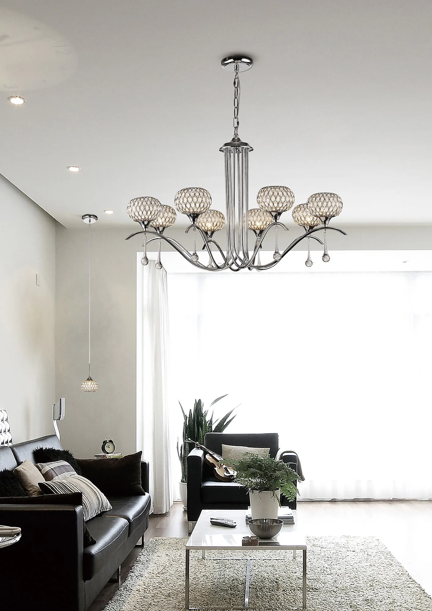 Chelsie Polished Chrome Ceiling Lights Diyas Multi Arm Fittings